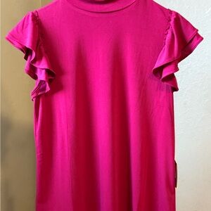 CeCe Vibrant Pink Ruffle Sleeve Blouse